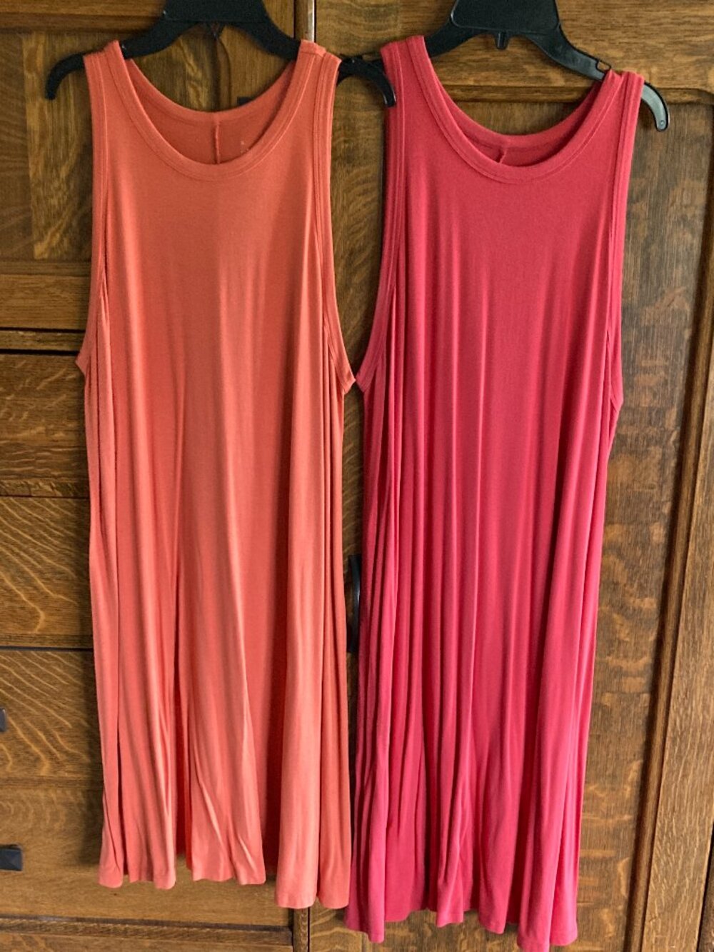 Lot of 2 A New Day knit tank swing dresses, XL, orange, pink EUC